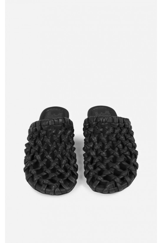 Γυναικεία μαύρα δερμάτινα mules - Bronx Ann-aya 85093