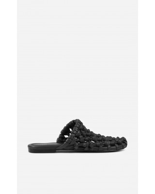 Γυναικεία μαύρα δερμάτινα mules - Bronx Ann-aya 85093