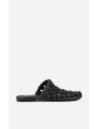 Γυναικεία μαύρα δερμάτινα mules - Bronx Ann-aya 85093