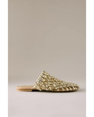 Γυναικεία χρυσά δερμάτινα mules - Bronx Ann-aya 85093