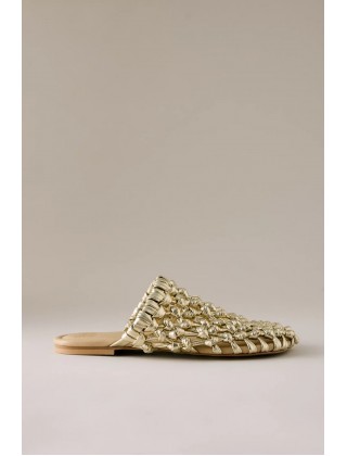 Γυναικεία χρυσά δερμάτινα mules - Bronx Ann-aya 85093