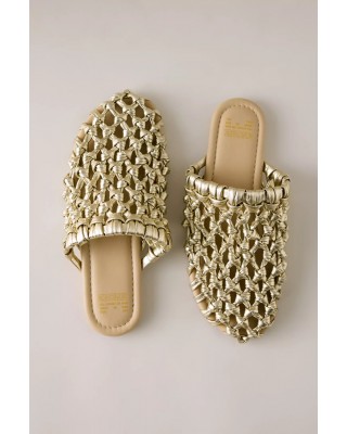 Γυναικεία χρυσά δερμάτινα mules - Bronx Ann-aya 85093