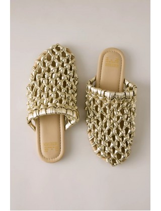 Γυναικεία χρυσά δερμάτινα mules - Bronx Ann-aya 85093