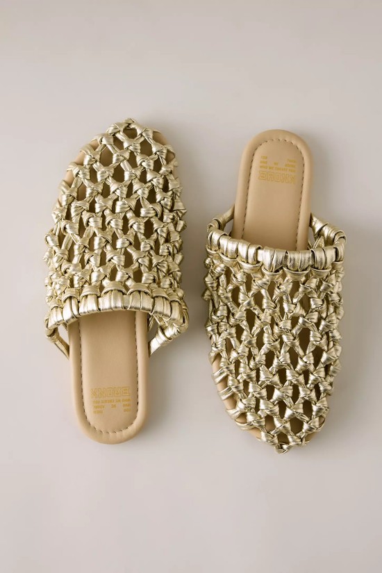 Γυναικεία χρυσά δερμάτινα mules - Bronx Ann-aya 85093