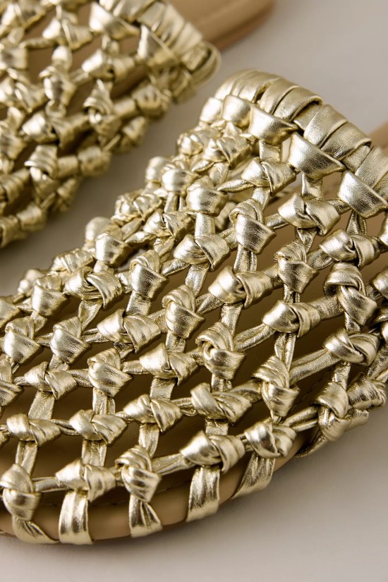 Γυναικεία χρυσά δερμάτινα mules - Bronx Ann-aya 85093