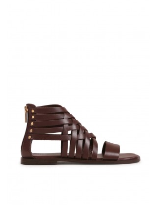 Γυναικεία φλατ δερμάτινα καφέ σανδάλια - Bronx Kenn-y 85095