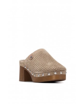 Γυναικεία δερμάτινα taupe clogs - Carmela 163283