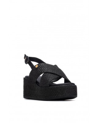 Γυναικεία μαύρη πλεκτή πλατφόρμα - Carmela 163234