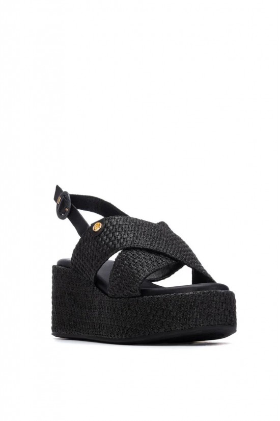 Γυναικεία μαύρη πλεκτή πλατφόρμα - Carmela 163234