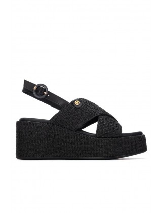 Γυναικεία μαύρη πλεκτή πλατφόρμα - Carmela 163234