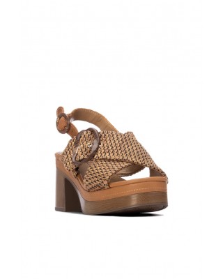 Γυναικείο καφέ πλεκτό πέδιλο - Carmela 163157