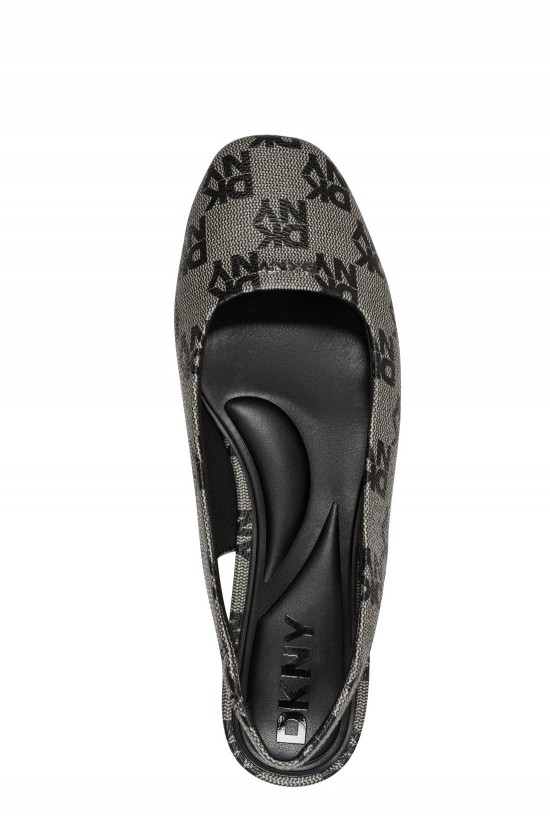 Γυναικεία μαύρη εξώφτερνη μπαλαρίνα με logo- DKNY Darrow K1633495