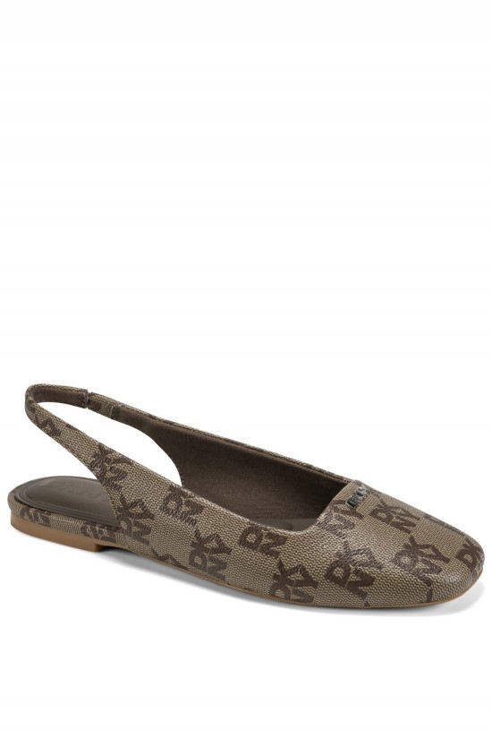 Γυναικεία καφέ εξώφτερνη μπαλαρίνα με logo- DKNY Darrow K1633495