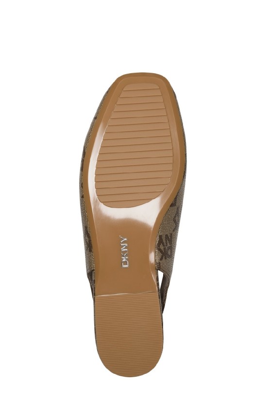Γυναικεία καφέ εξώφτερνη μπαλαρίνα με logo- DKNY Darrow K1633495
