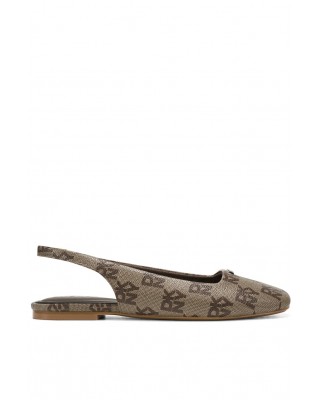 Γυναικεία καφέ εξώφτερνη μπαλαρίνα με logo- DKNY Darrow K1633495