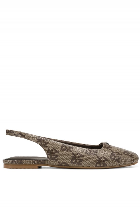 Γυναικεία καφέ εξώφτερνη μπαλαρίνα με logo- DKNY Darrow K1633495