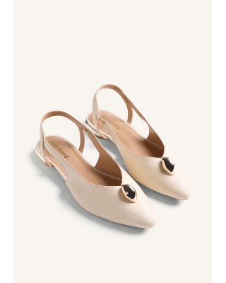 Γυναικεία εκρού δερμάτινη μπαλαρίνα slingback - Gioseppo Muhuro 79000