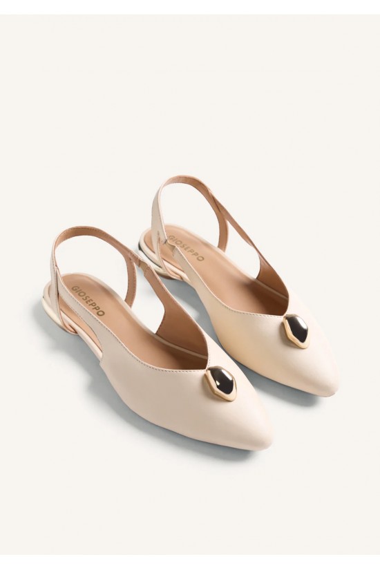 Γυναικεία εκρού δερμάτινη μπαλαρίνα slingback - Gioseppo Muhuro 79000