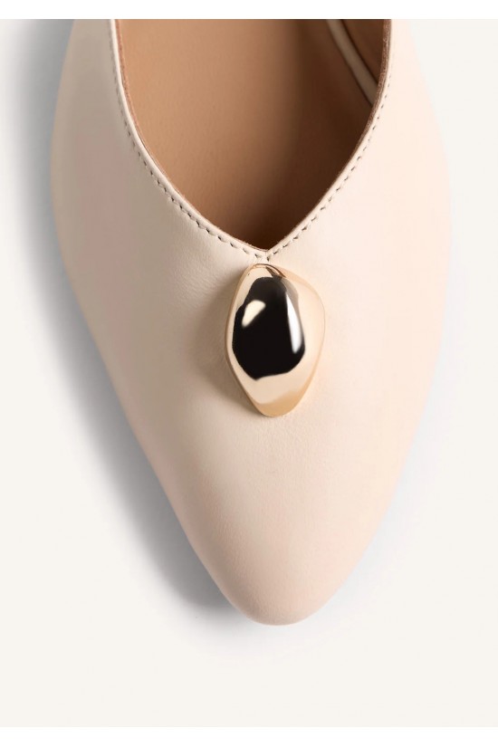 Γυναικεία εκρού δερμάτινη μπαλαρίνα slingback - Gioseppo Muhuro 79000