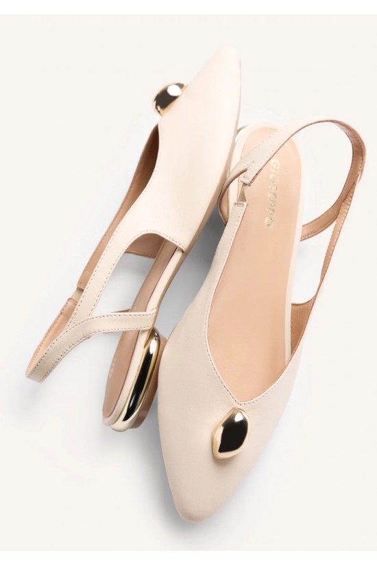 Γυναικεία εκρού δερμάτινη μπαλαρίνα slingback - Gioseppo Muhuro 79000