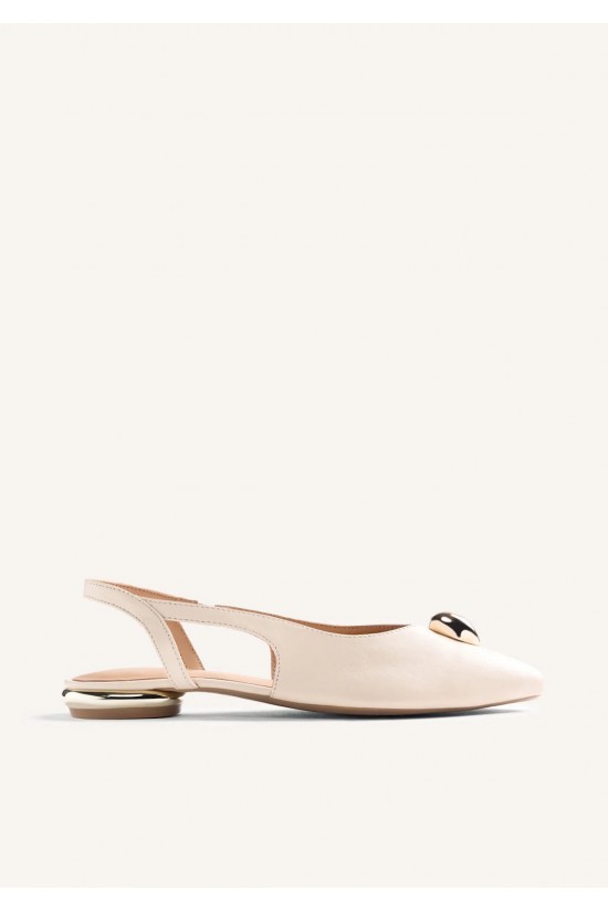 Γυναικεία εκρού δερμάτινη μπαλαρίνα slingback - Gioseppo Muhuro 79000