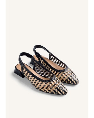 Γυναικεία πλεκτά δερμάτινα μαύρα slingback - Gioseppo Hounslow 79251