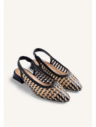 Γυναικεία πλεκτά δερμάτινα μαύρα slingback - Gioseppo Hounslow 79251