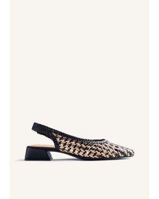 Γυναικεία πλεκτά δερμάτινα μαύρα slingback - Gioseppo Hounslow 79251