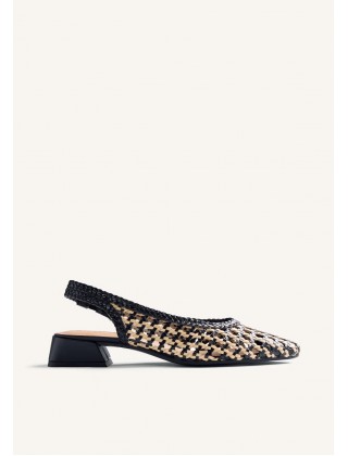 Γυναικεία πλεκτά δερμάτινα μαύρα slingback - Gioseppo Hounslow 79251