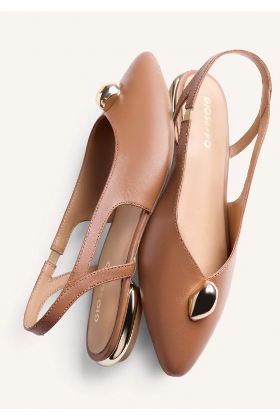 Γυναικεία καφέ δερμάτινη μπαλαρίνα slingback - Gioseppo Muhuro 79000