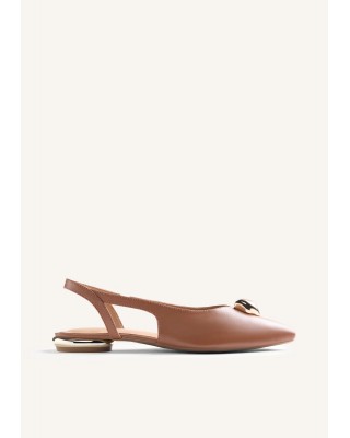 Γυναικεία καφέ δερμάτινη μπαλαρίνα slingback - Gioseppo Muhuro 79000