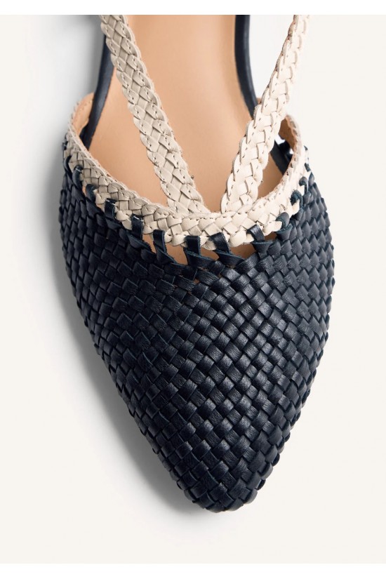 Γυναικεία μαύρα δερμάτινα πλεκτά slingback - Gioseppo Kitodi 79225