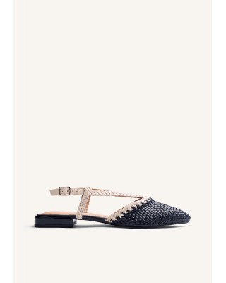 Γυναικεία μαύρα δερμάτινα πλεκτά slingback - Gioseppo Kitodi 79225