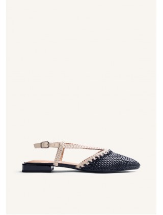 Γυναικεία μαύρα δερμάτινα πλεκτά slingback - Gioseppo Kitodi 79225