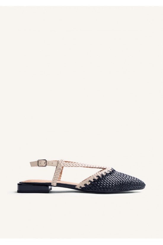 Γυναικεία μαύρα δερμάτινα πλεκτά slingback - Gioseppo Kitodi 79225