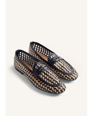 Γυναικεία δερμάτινα μαύρα πλεκτά loafers - Gioseppo Wabasha 79108