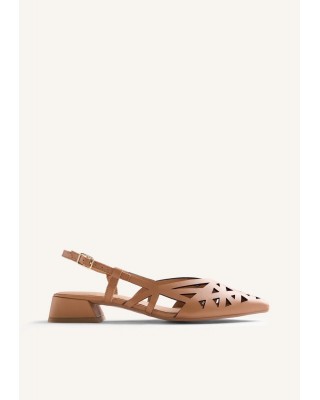 Γυναικεία camel δερμάτινα slingback cut out - Gioseppo Rothbury 79209