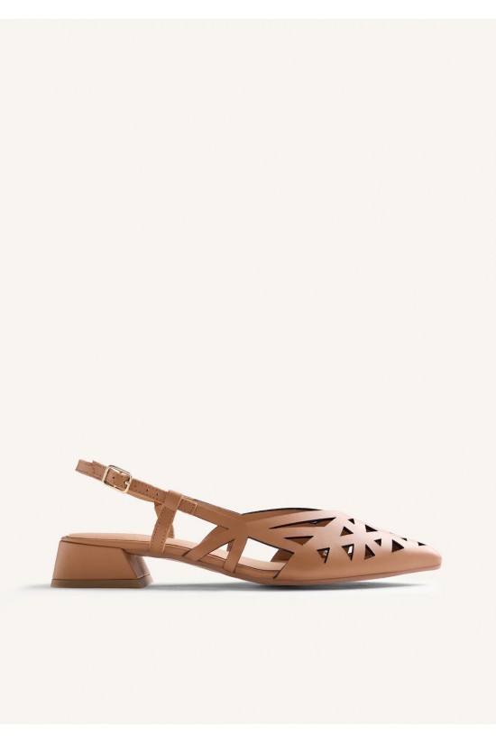 Γυναικεία camel δερμάτινα slingback cut out - Gioseppo Rothbury 79209