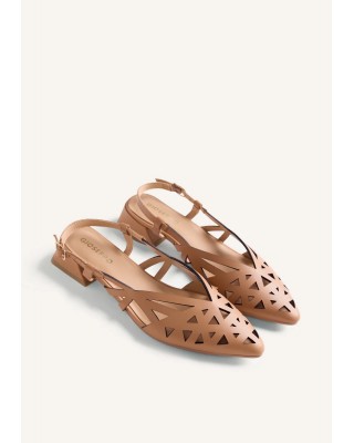 Γυναικεία camel δερμάτινα slingback cut out - Gioseppo Rothbury 79209