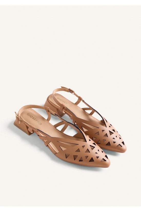 Γυναικεία camel δερμάτινα slingback cut out - Gioseppo Rothbury 79209