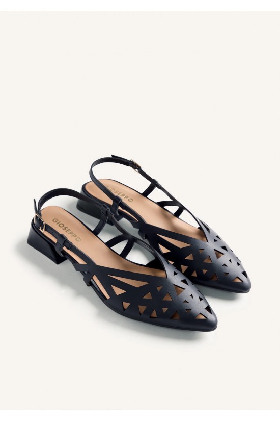 Γυναικεία μαύρα δερμάτινα slingback cut out - Gioseppo Rothbury 79209