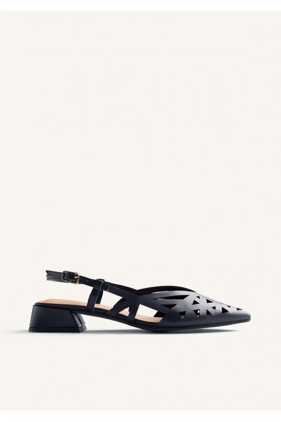 Γυναικεία μαύρα δερμάτινα slingback cut out - Gioseppo Rothbury 79209