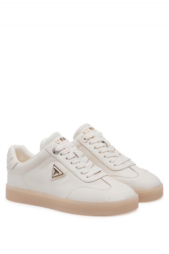 Γυναικείο δερμάτινο μπεζ sneakers - Guess FLJJAZLEA12 Ivory