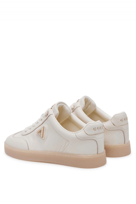 Γυναικείο δερμάτινο μπεζ sneakers - Guess FLJJAZLEA12 Ivory