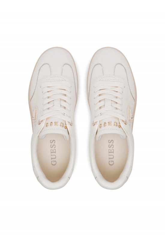 Γυναικείο δερμάτινο μπεζ sneakers - Guess FLJJAZLEA12 Ivory